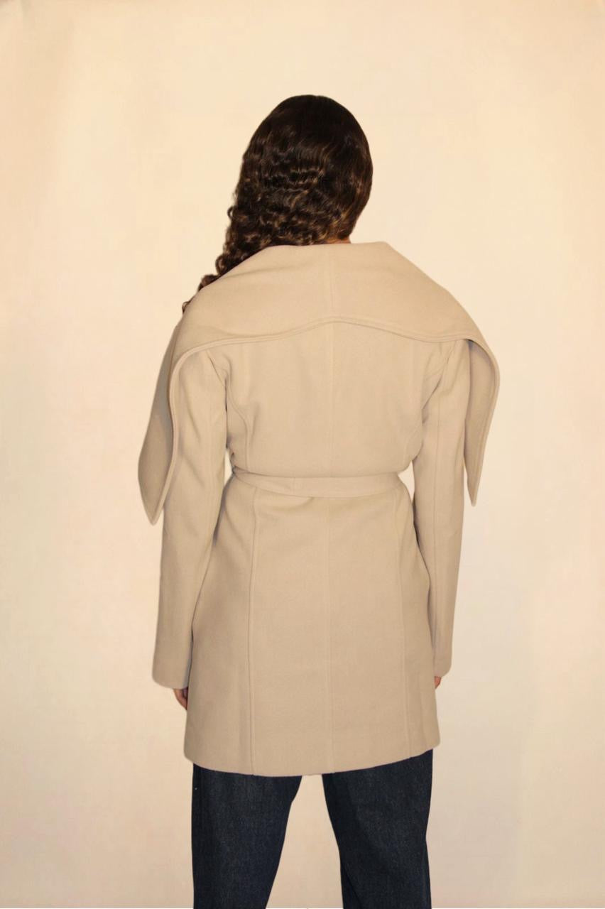 The wrap coat in beige