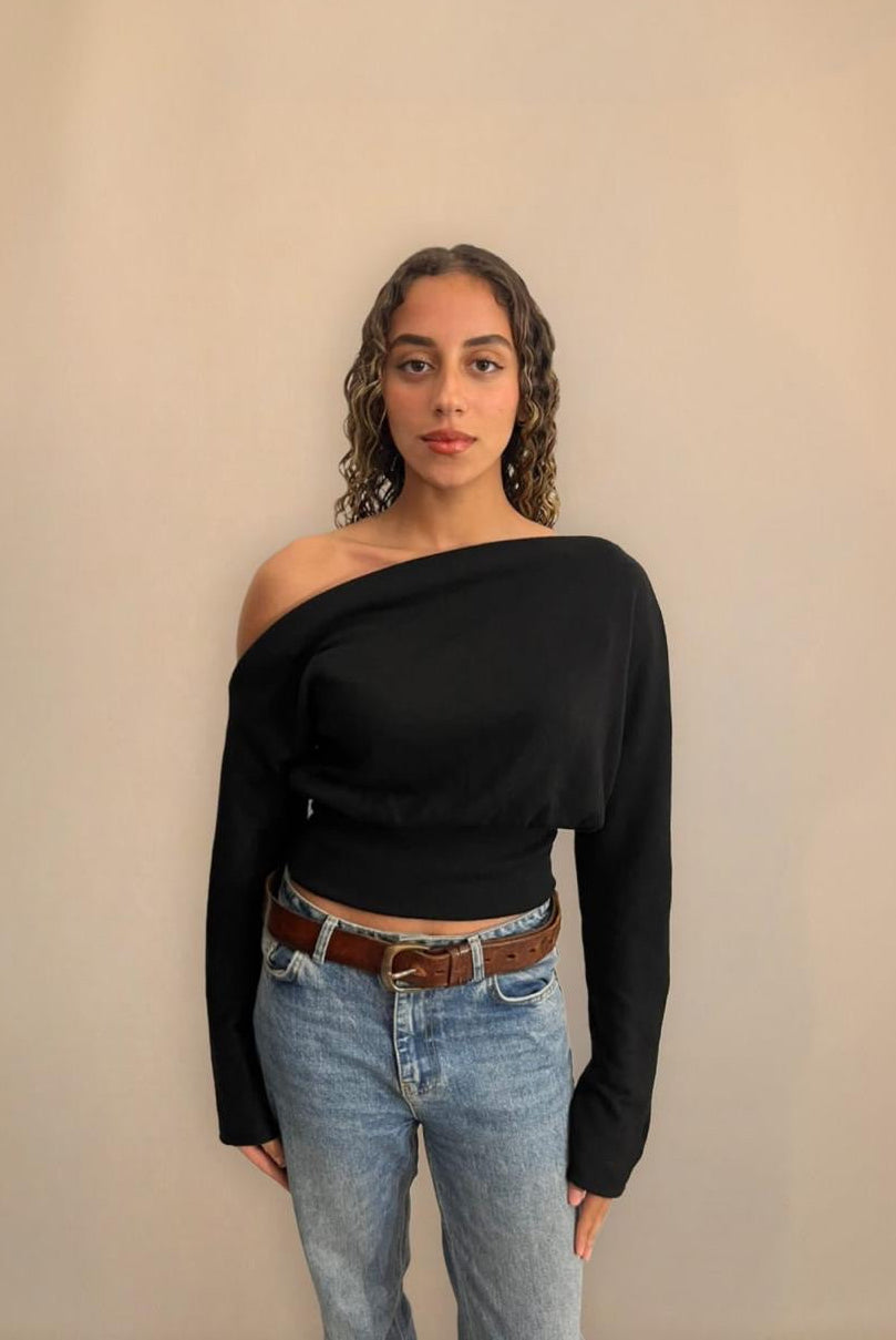 The off-shoulder sweater in black